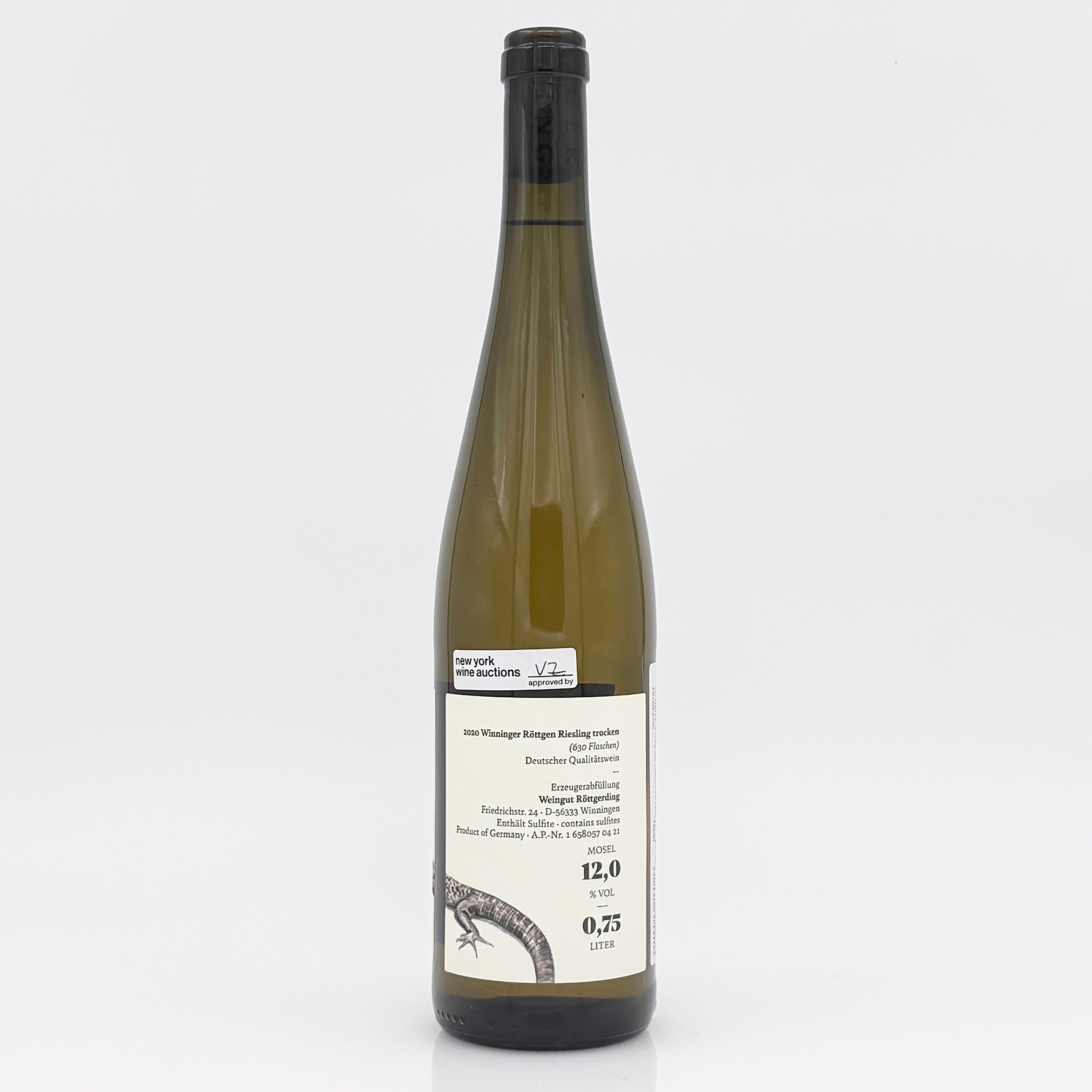 Wine bottle with a label on a white background
