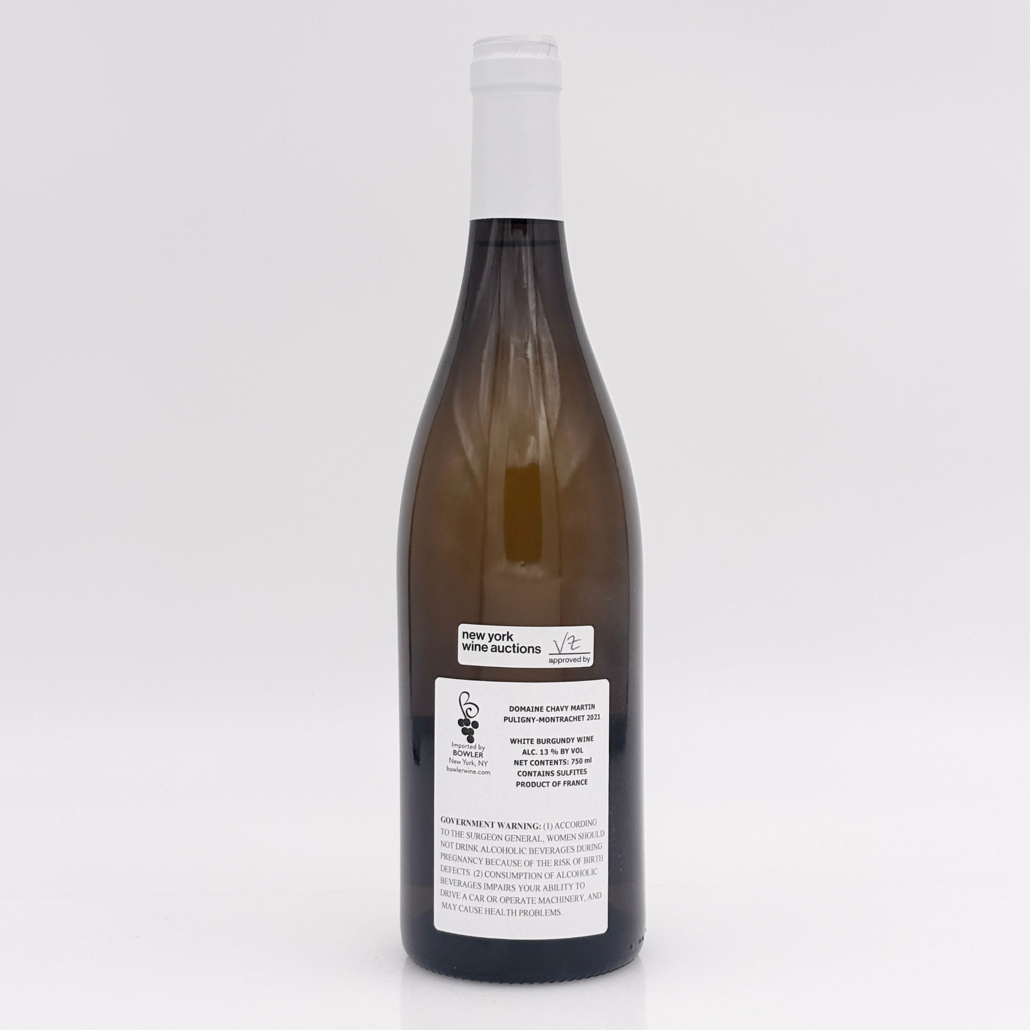 Wine bottle with a label on a white background