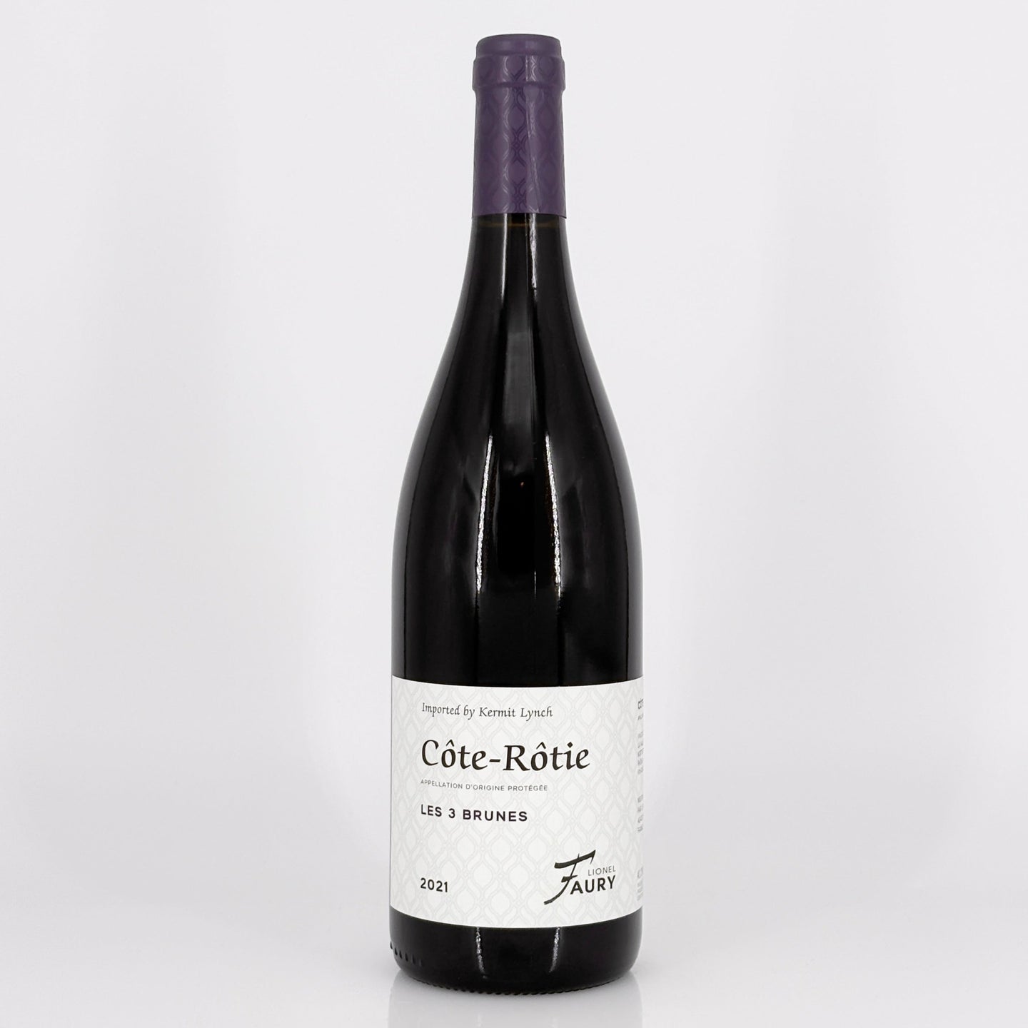 Wine bottle labeled 'Côte-Rotie' on a white background