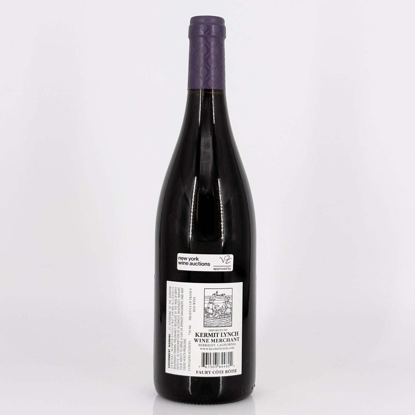 Wine bottle with a visible label on a white background