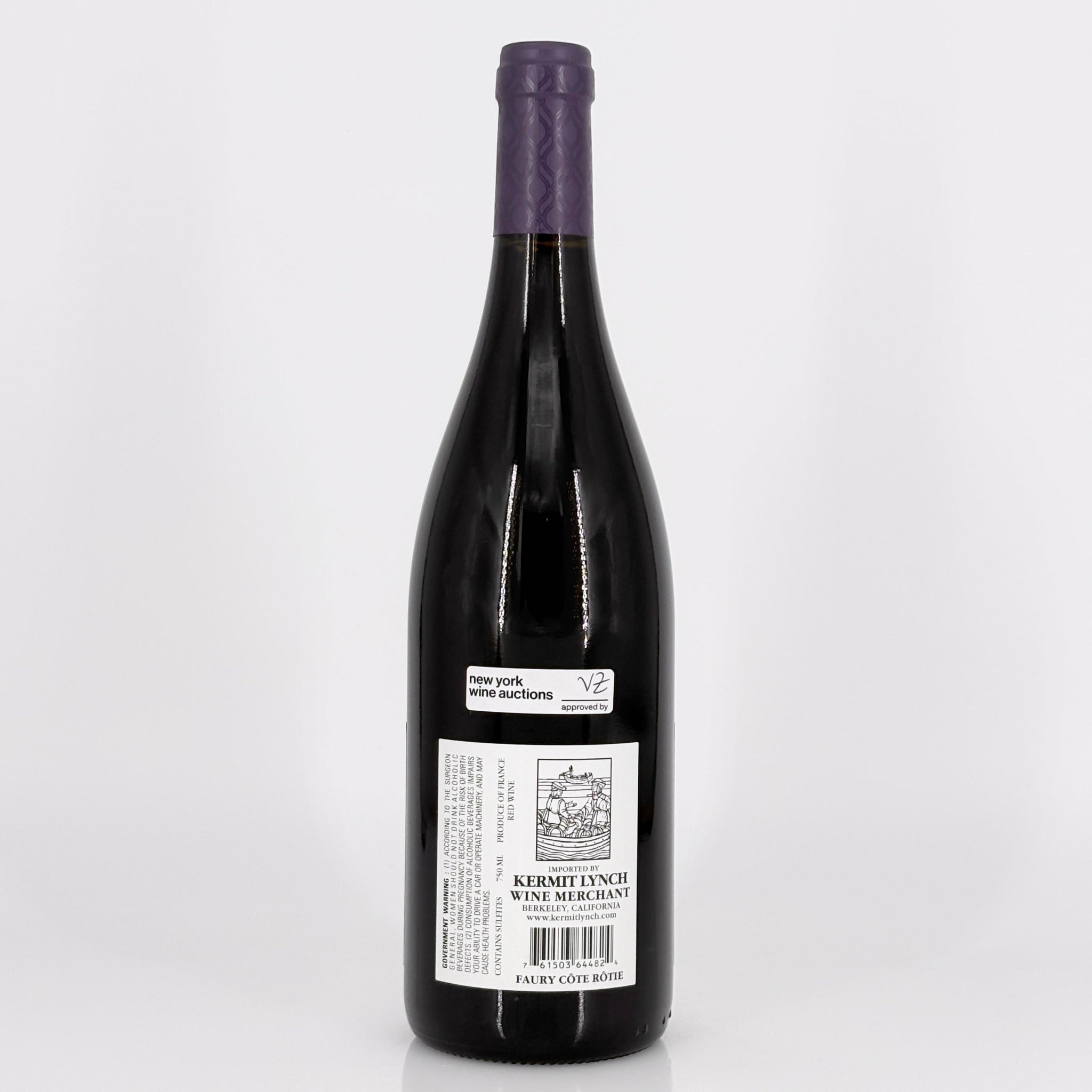 Wine bottle with a visible label on a white background