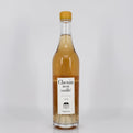 Bottle of Chenin non ouille wine with a cork cap on a light gray background