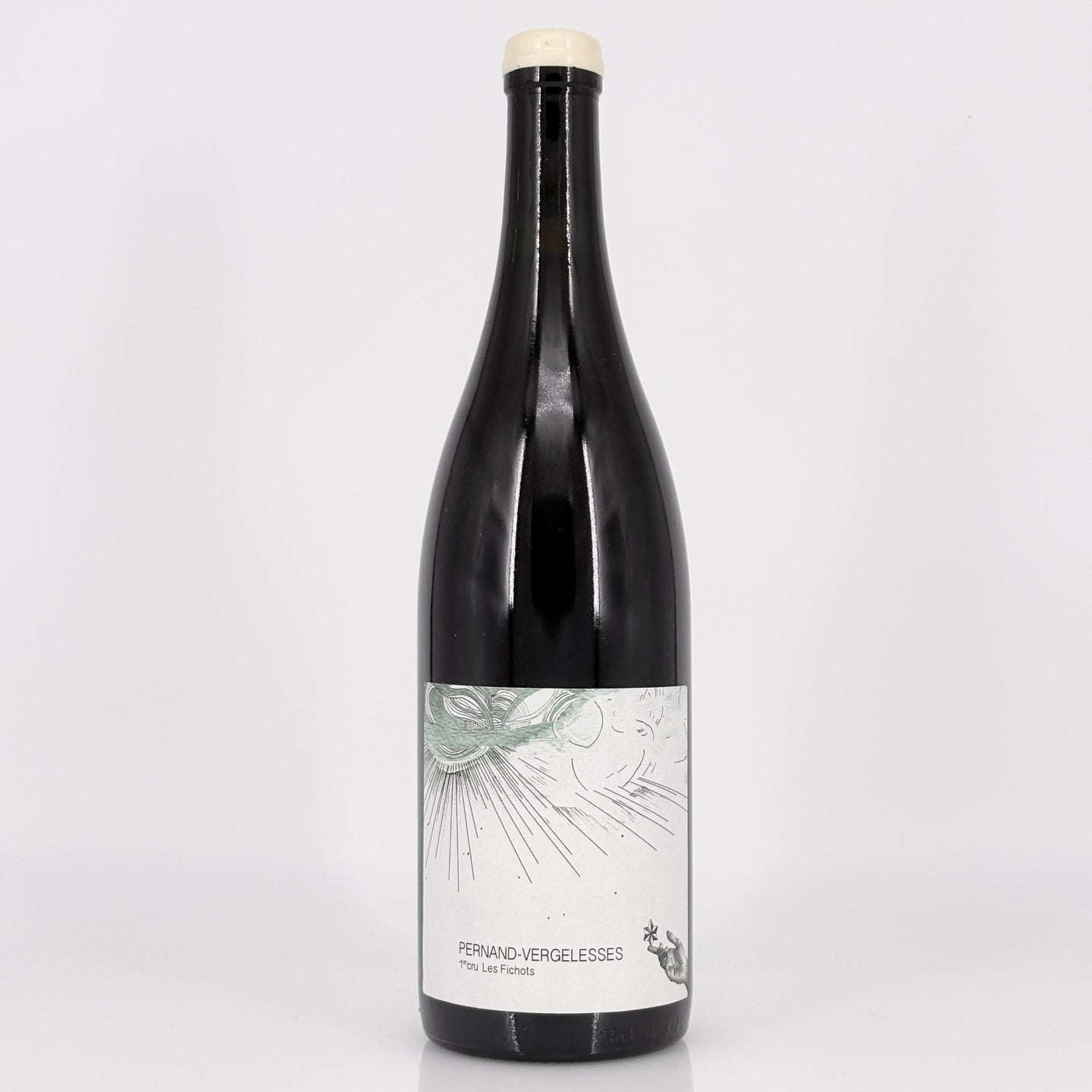 Wine bottle with a label on a white background