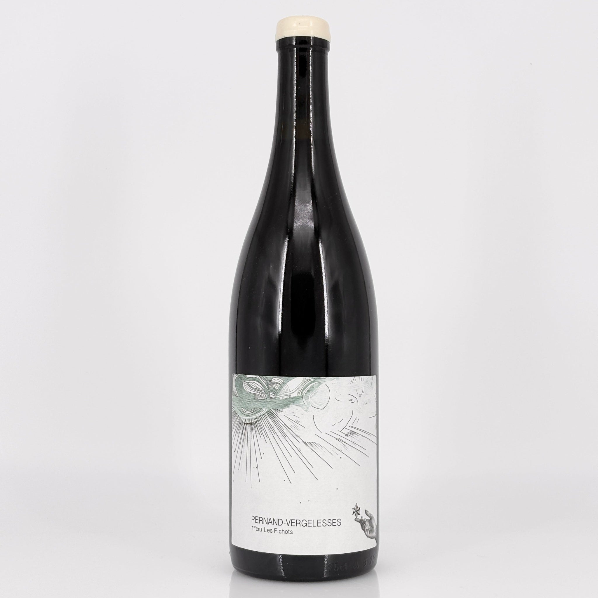 Wine bottle with a label on a white background