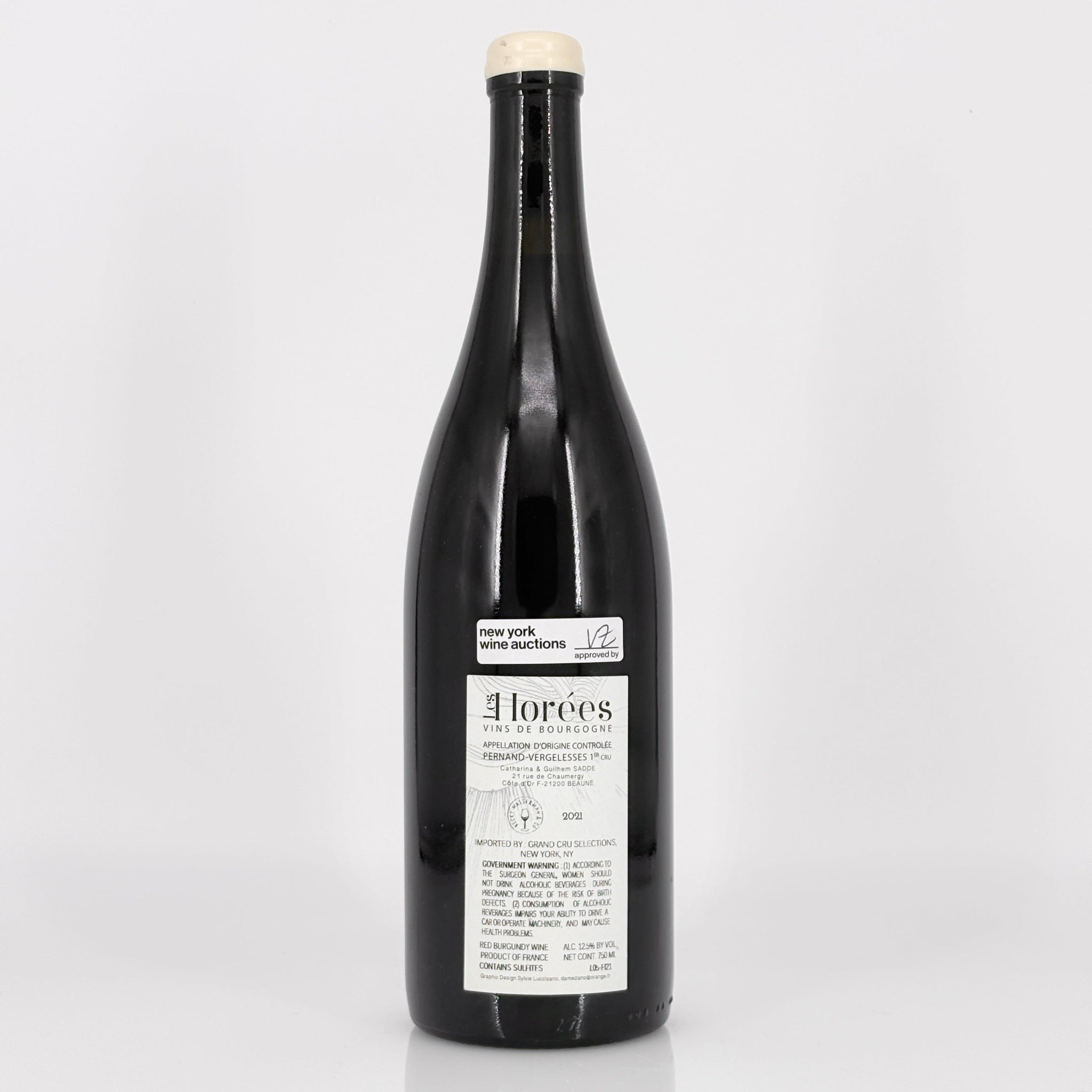 Wine bottle with a label on a white background