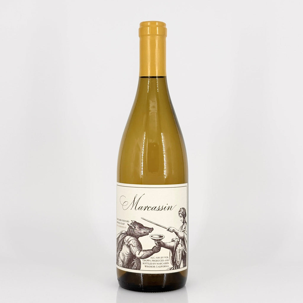 Wine bottle with a decorative label on a white background