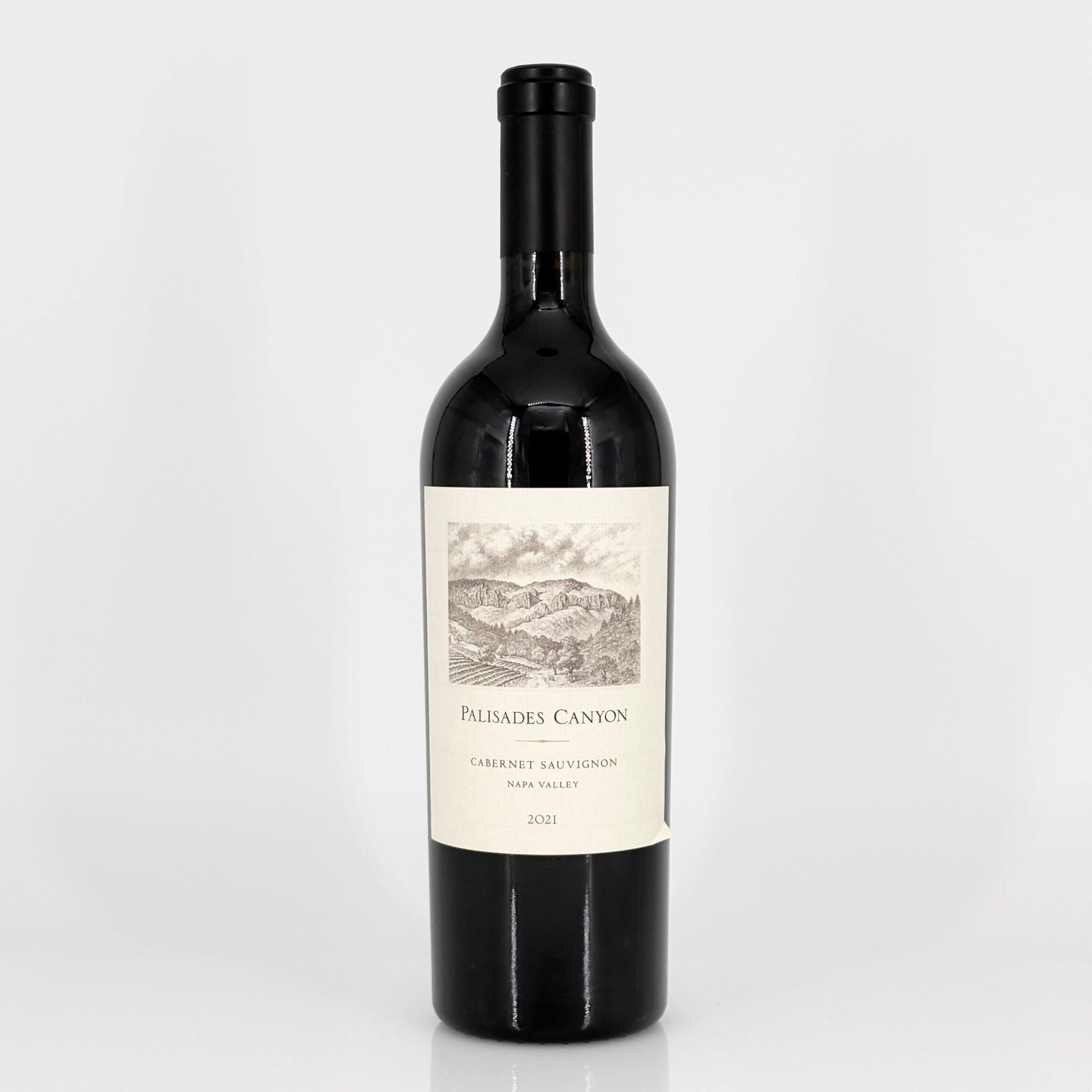 Wine bottle with a label on a white background