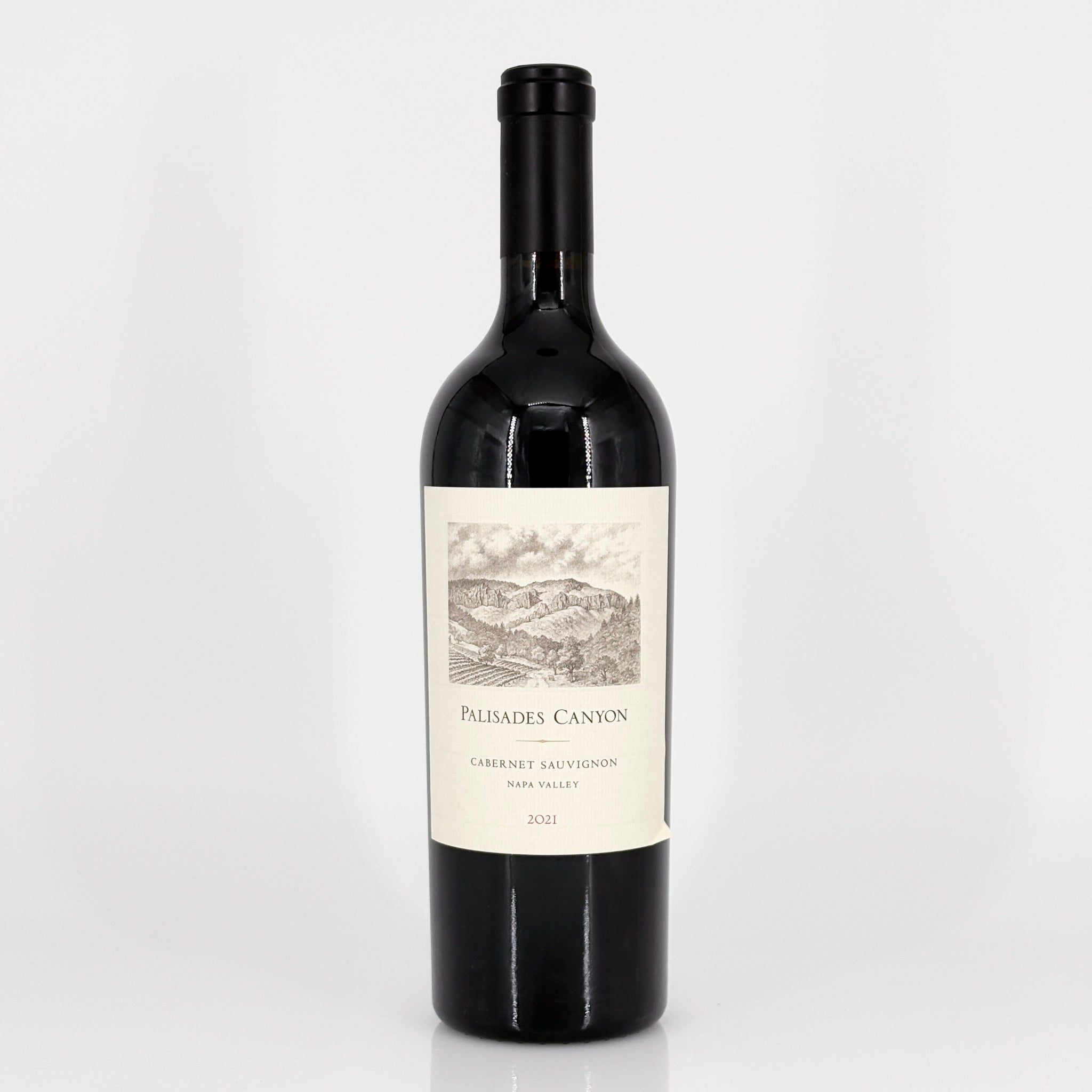 Wine bottle with a label on a white background