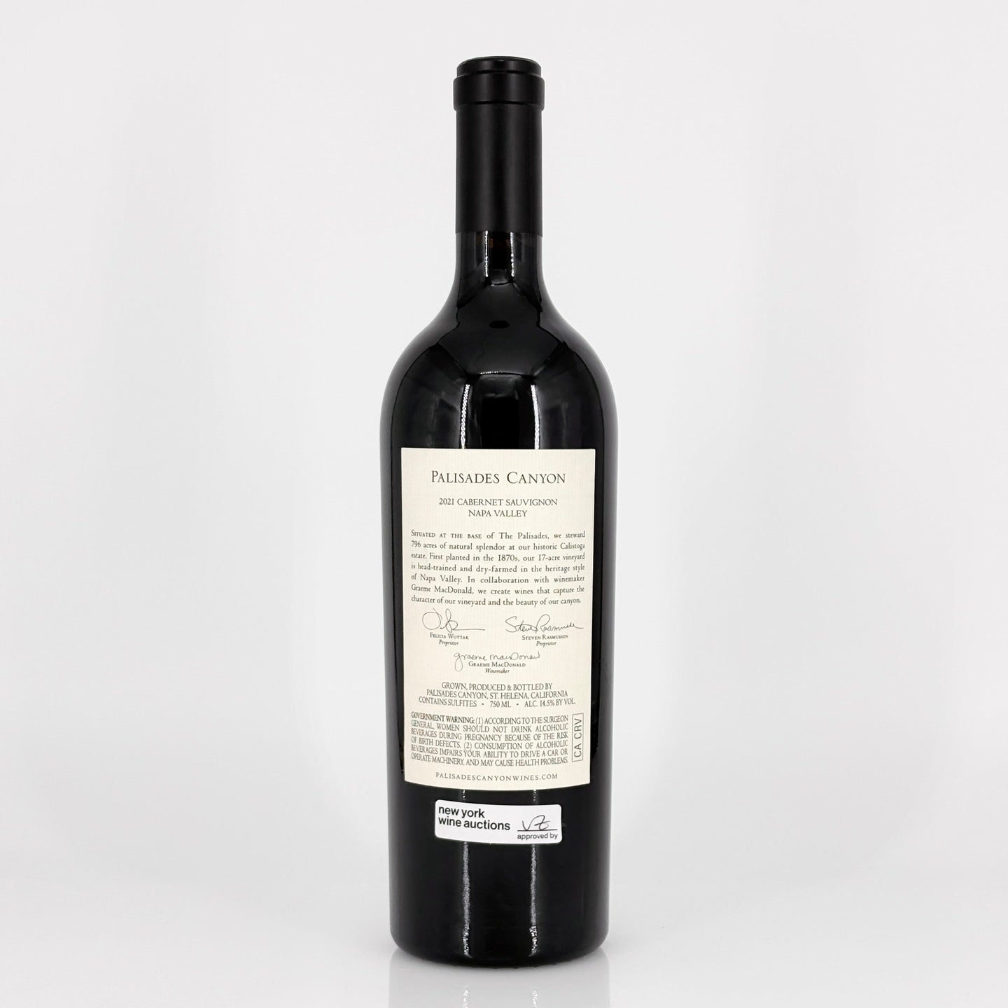 Wine bottle with a visible label on a white background