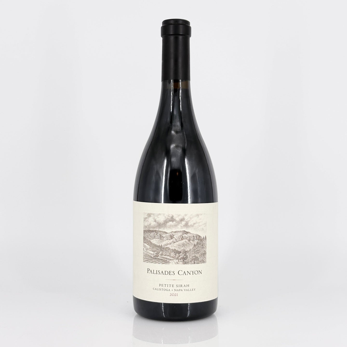 Wine bottle with 'Palisades Canyon' label on a white background