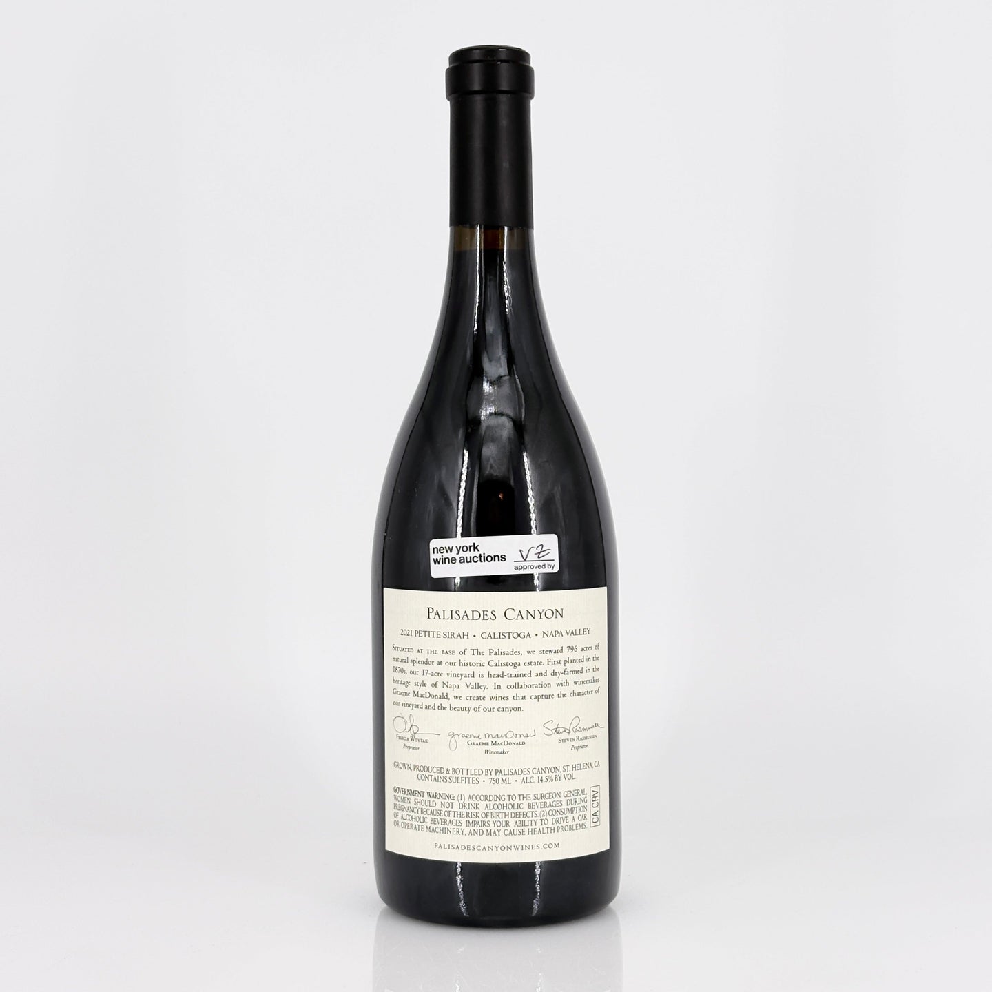 Wine bottle with a label on a white background