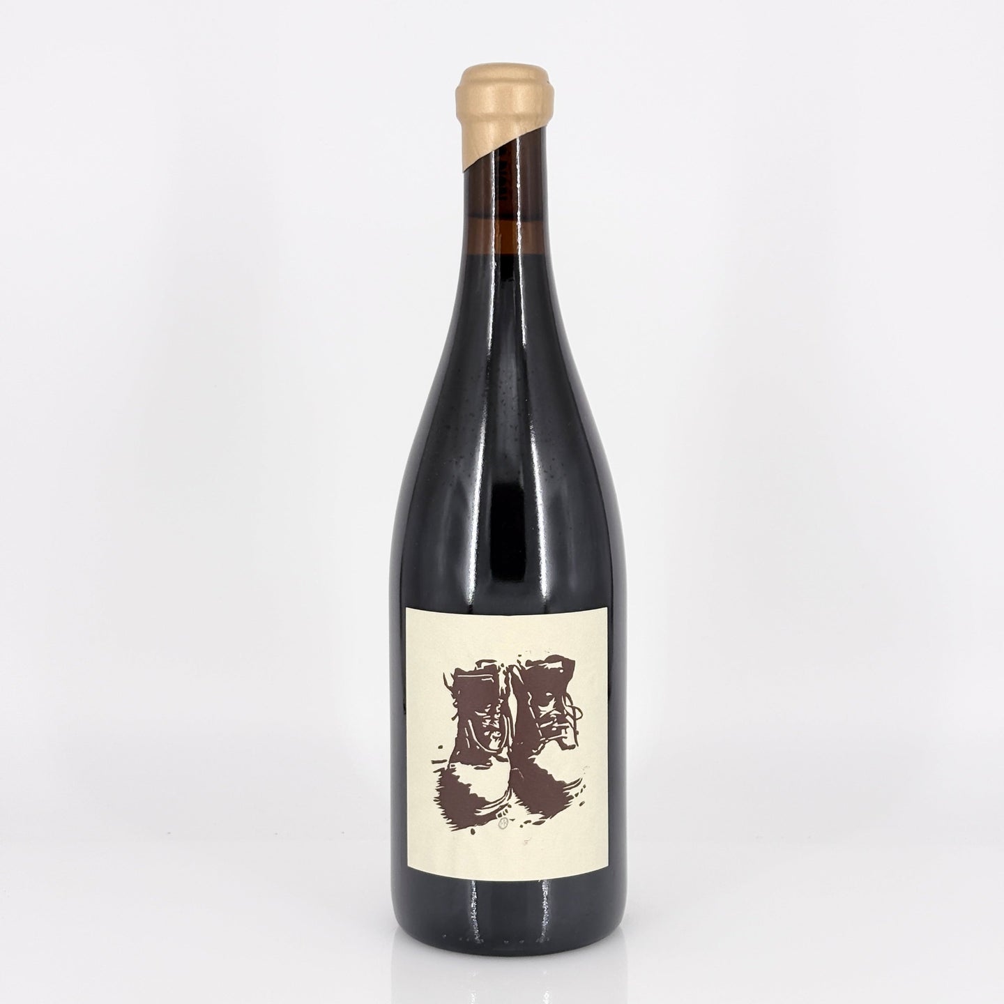 Wine bottle with a label on a white background