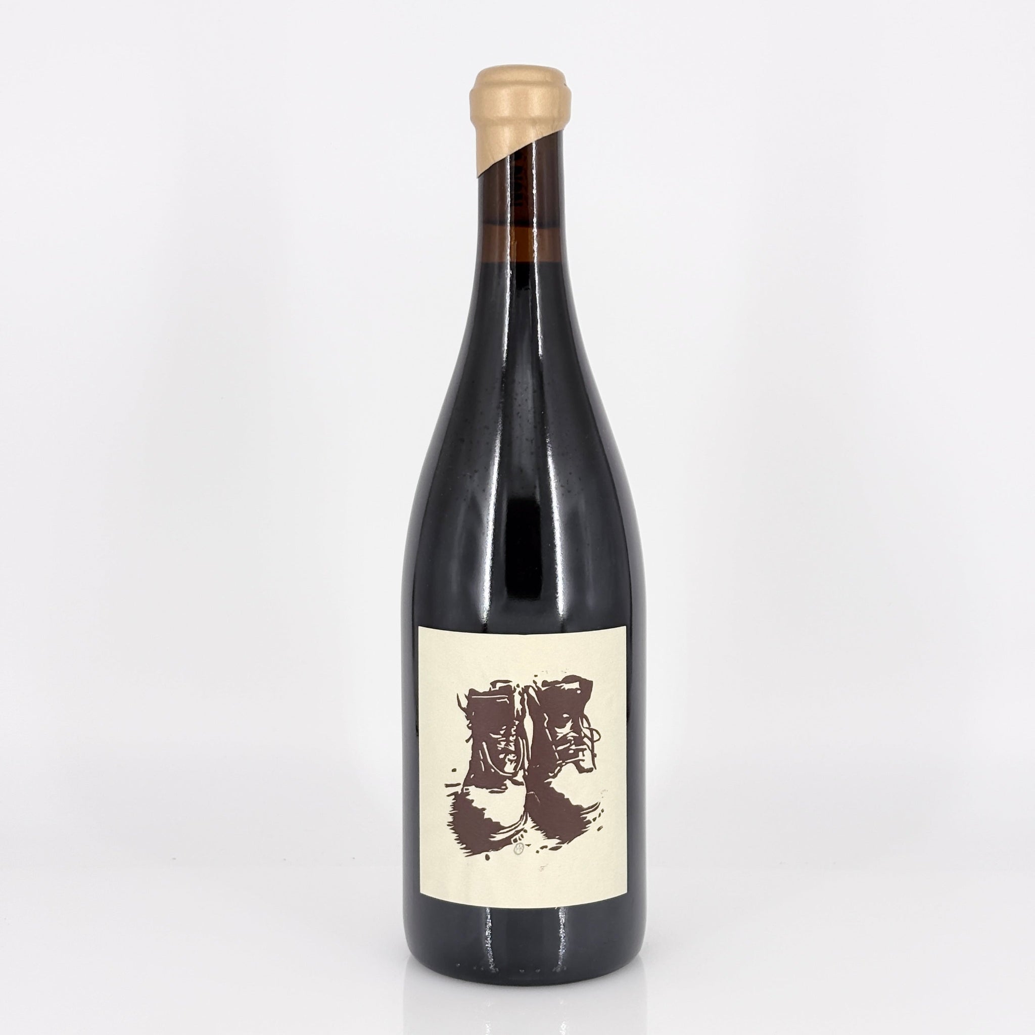 Wine bottle with a label on a white background