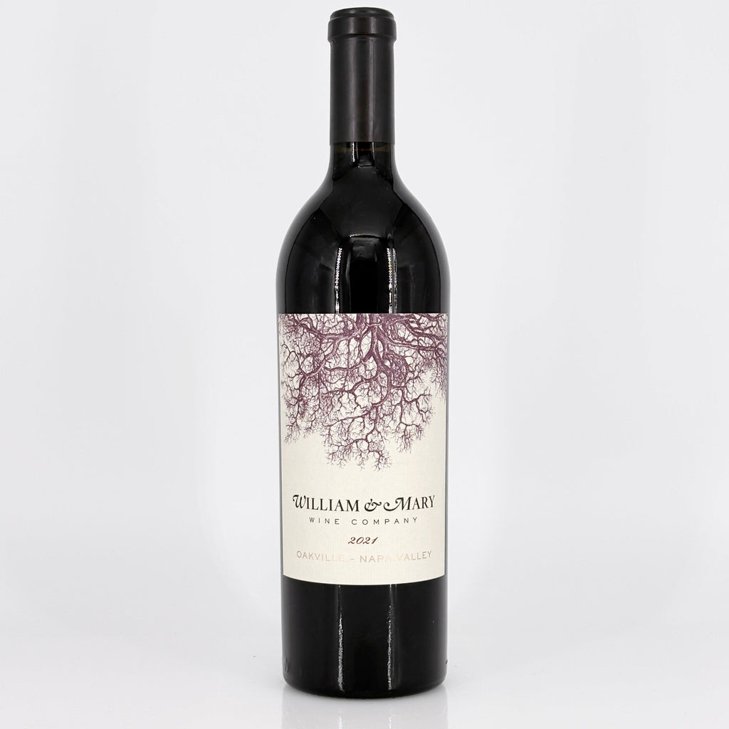Wine bottle with a decorative label on a white background