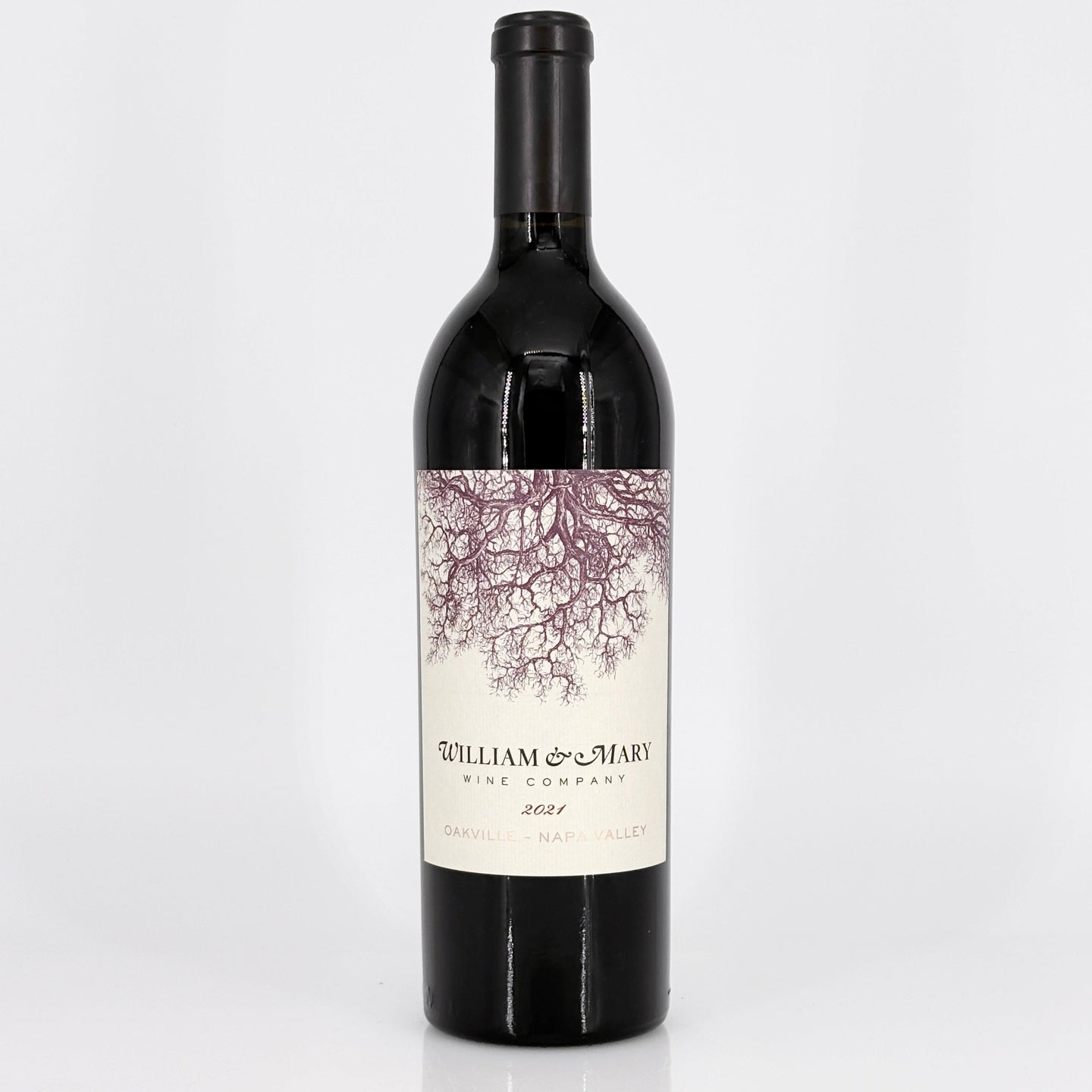 Wine bottle with a decorative label on a white background
