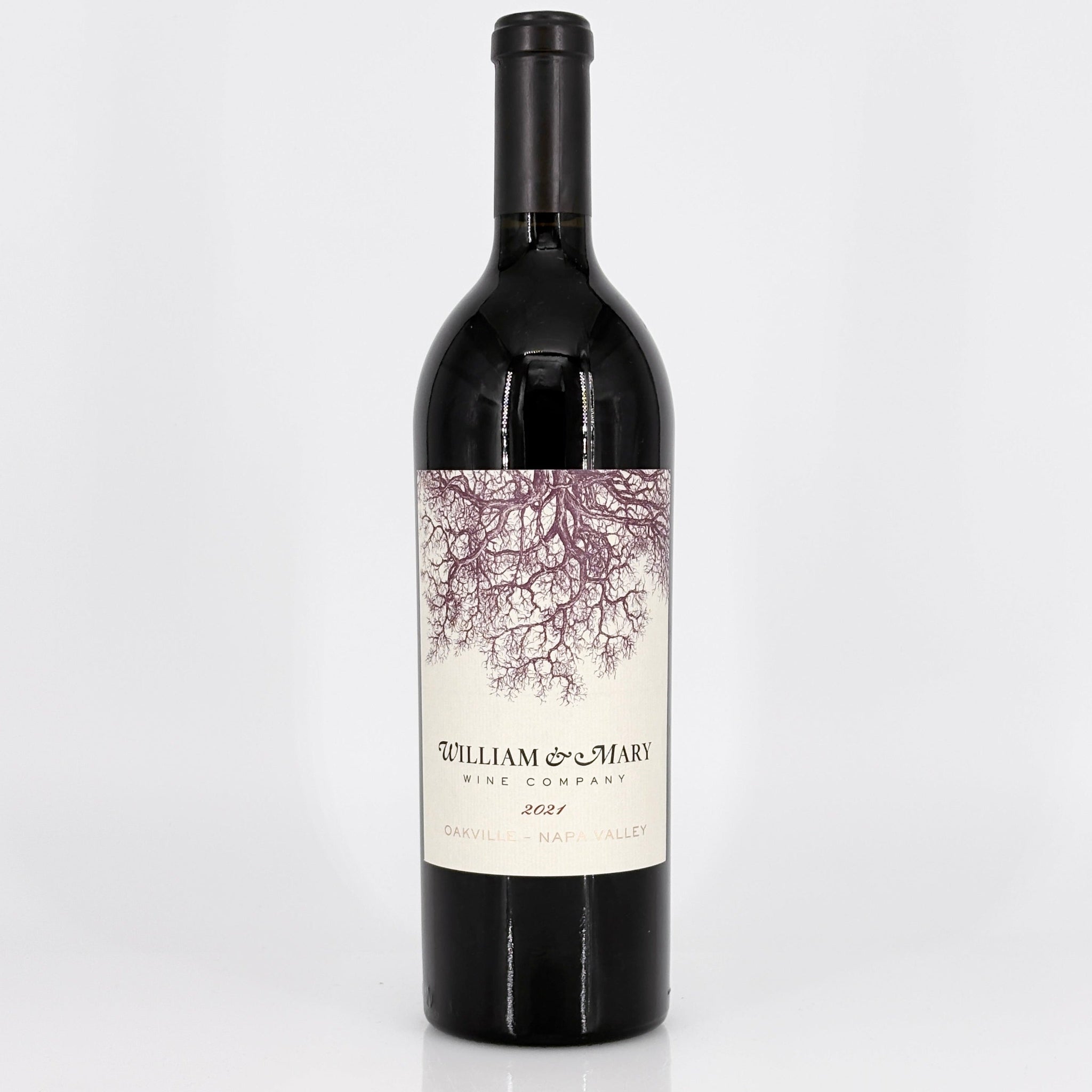 Wine bottle with a decorative label on a white background