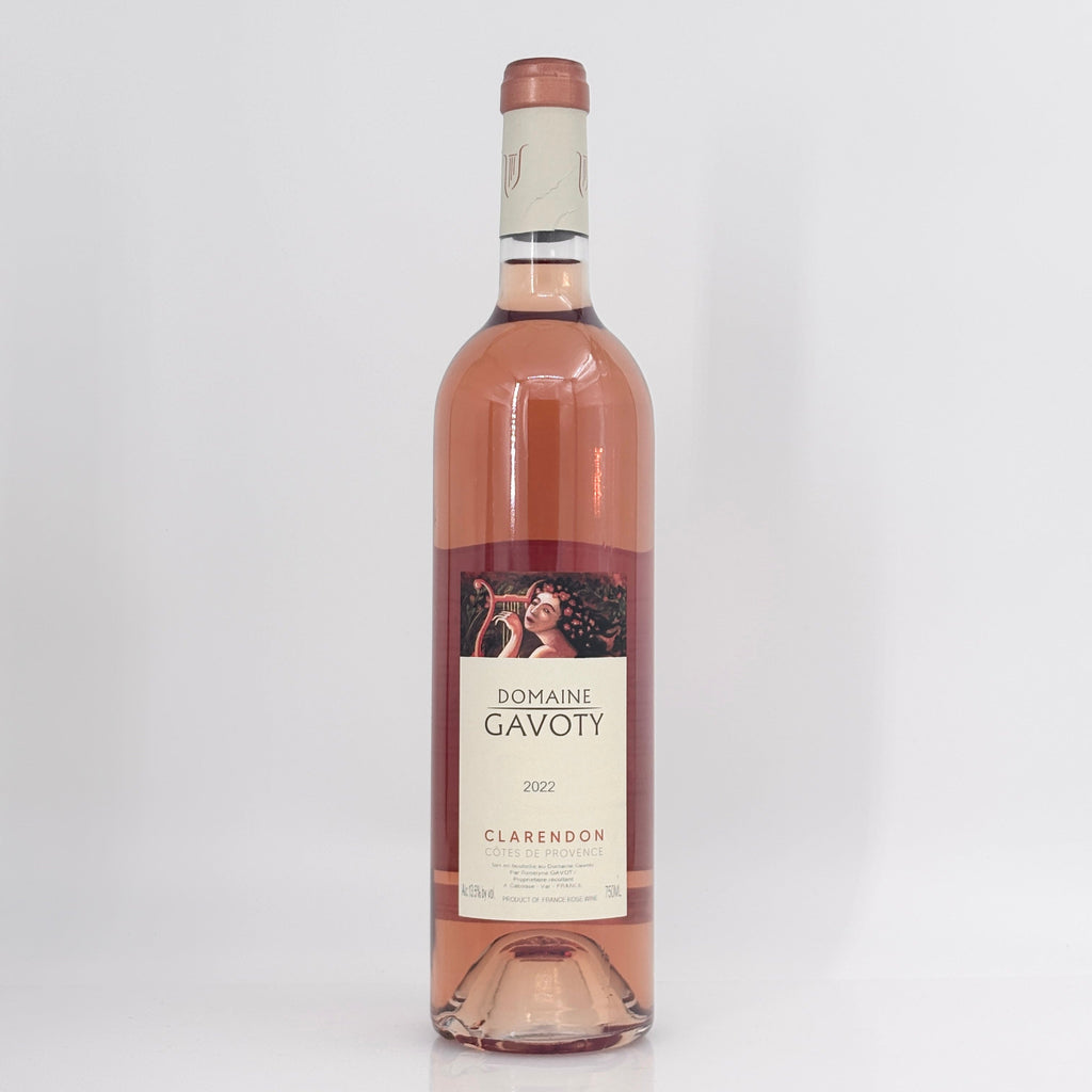 Bottle of Domaine Gavoty Rosé wine on a white background