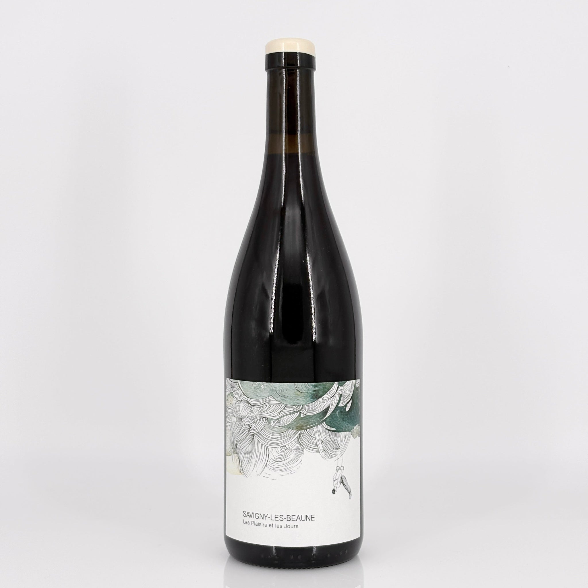 Wine bottle with a label on a white background
