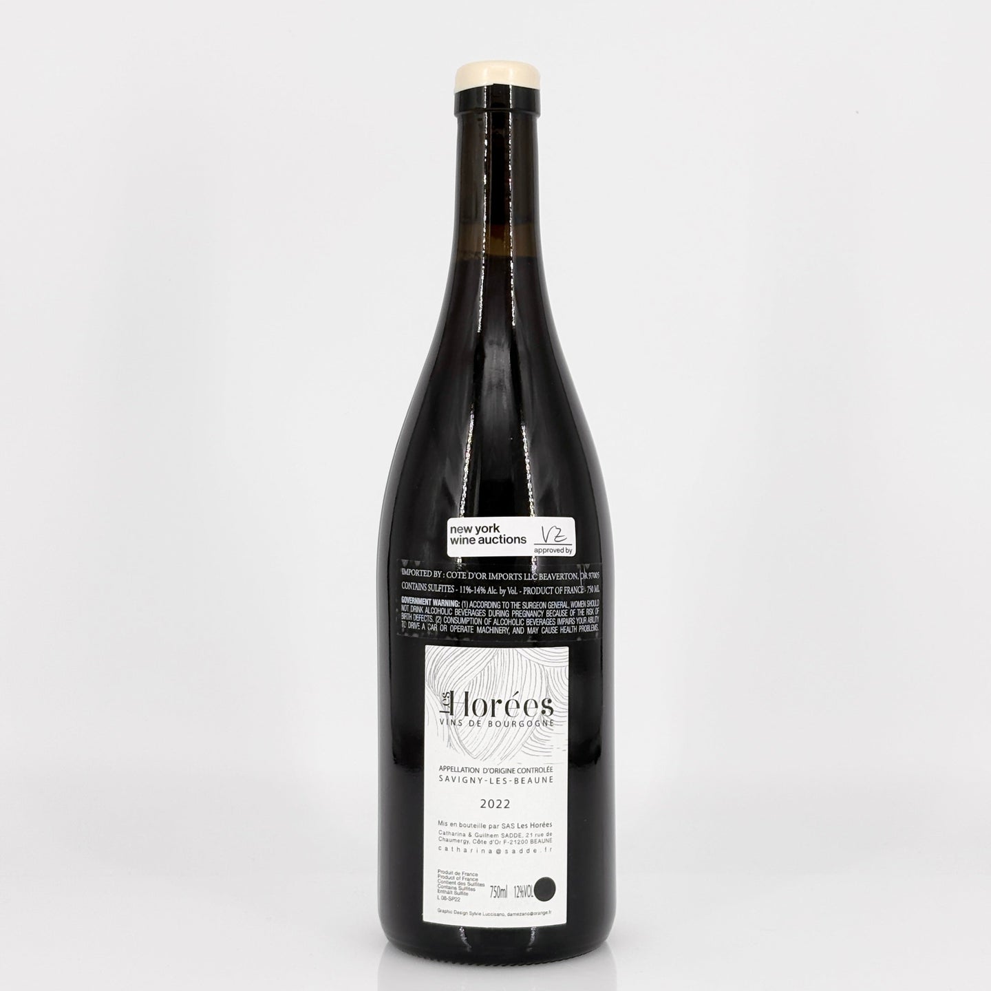 Wine bottle with a label on a white background