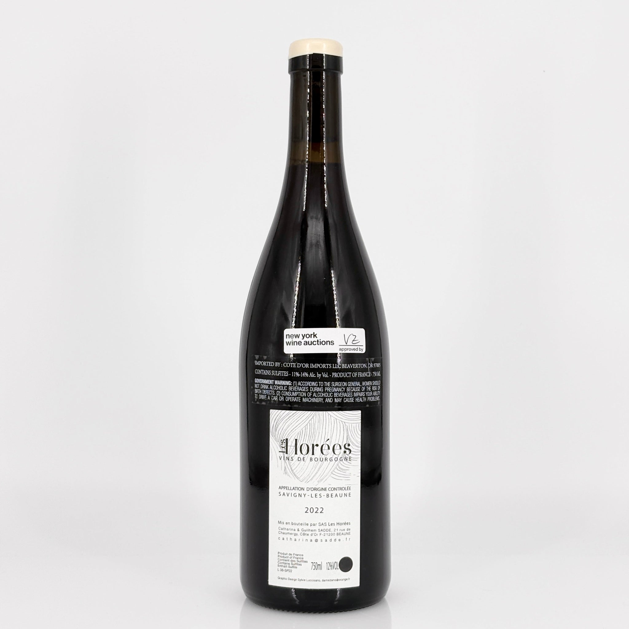 Wine bottle with a label on a white background