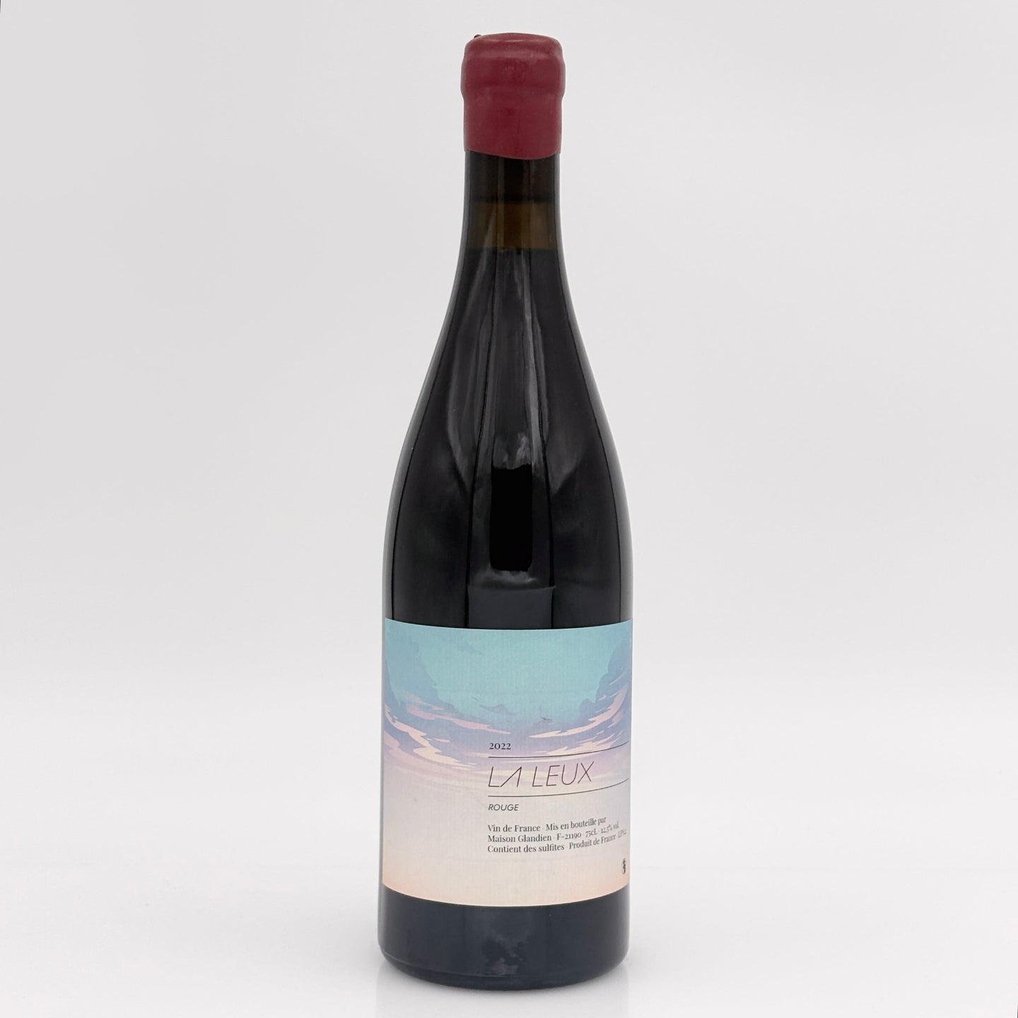 Wine bottle with a label on a white background