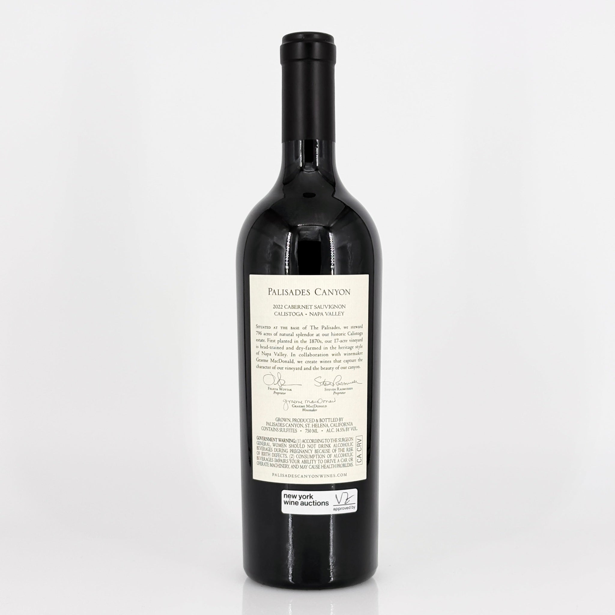 Wine bottle with a label on a white background