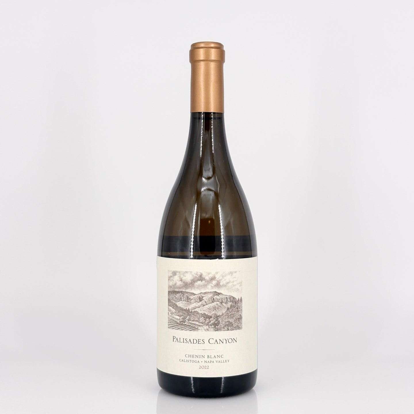 Wine bottle with a label on a white background
