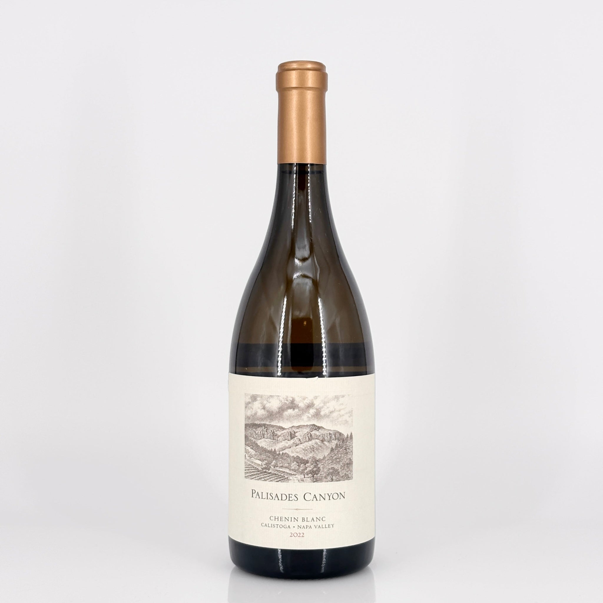 Wine bottle with a label on a white background