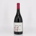 Red wine bottle with 'Moulin à Vent' label on a white background