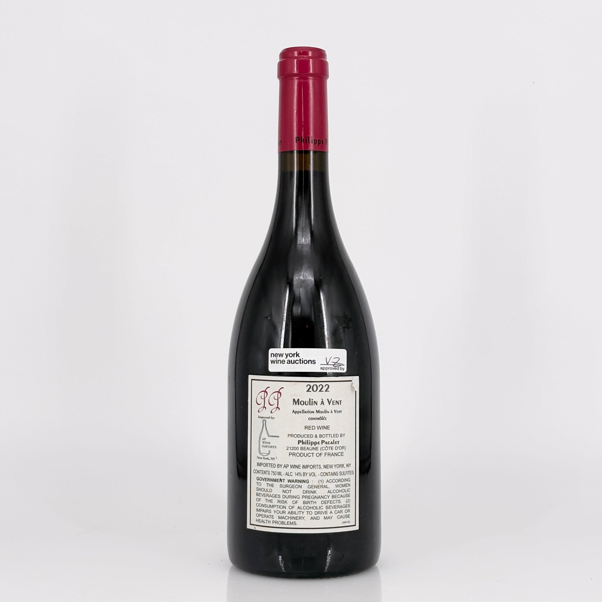 Wine bottle with a label on a white background
