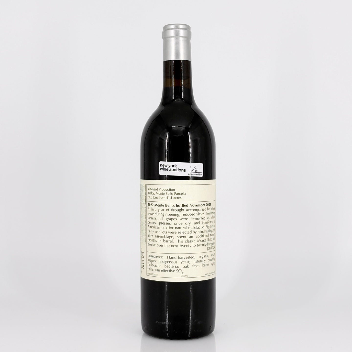 Wine bottle with a label on a white background