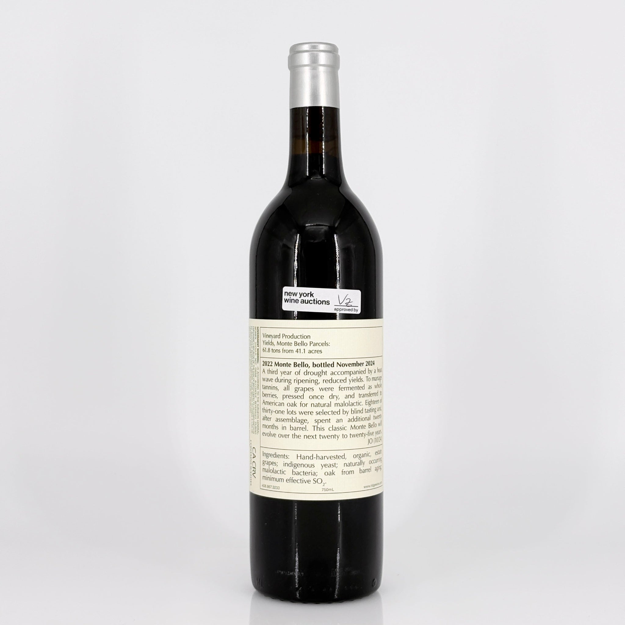 Wine bottle with a label on a white background