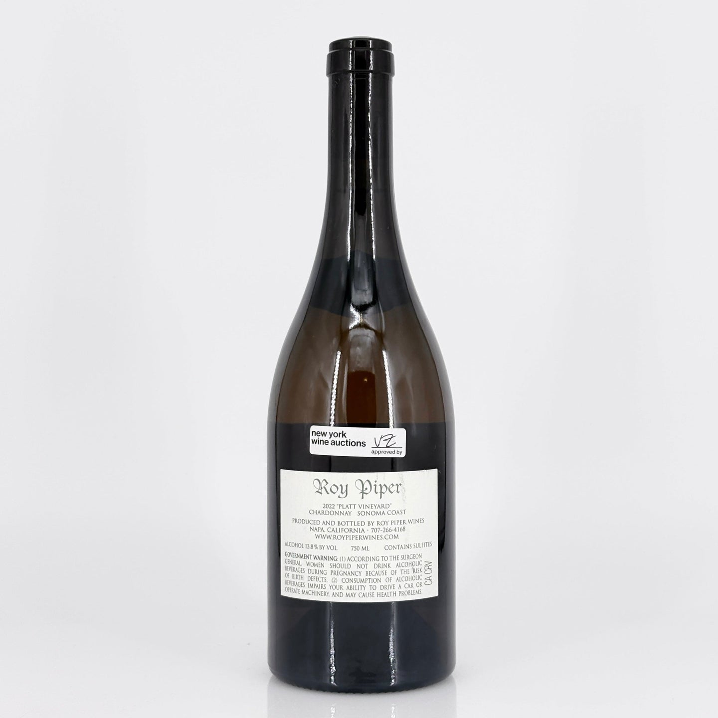 Wine bottle with a label on a white background