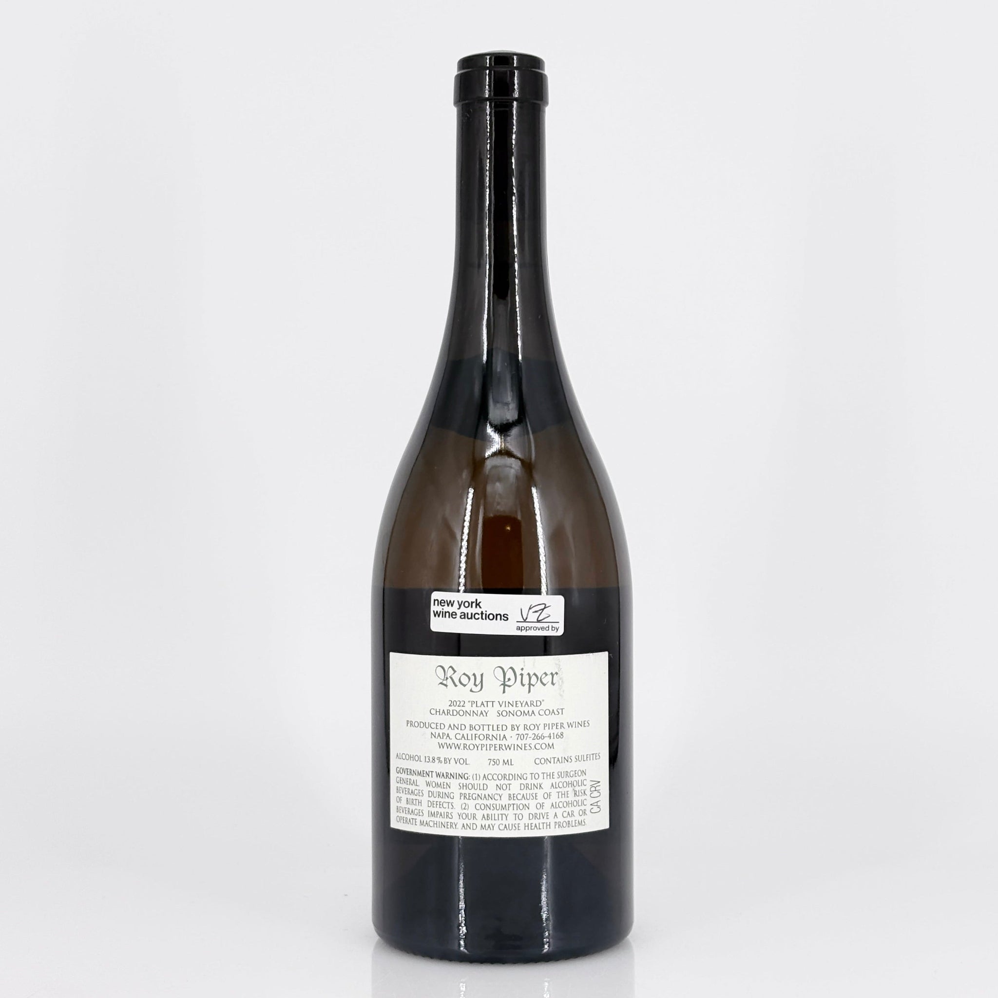 Wine bottle with a label on a white background