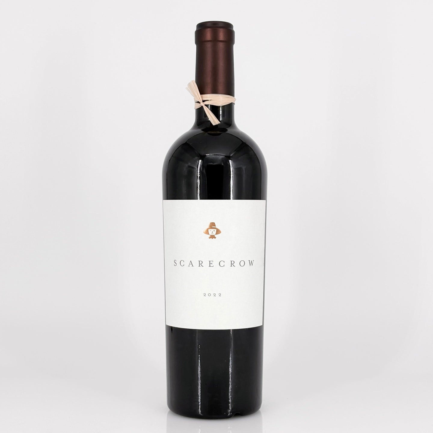 Wine bottle labeled 'Scarecrow' on a white background