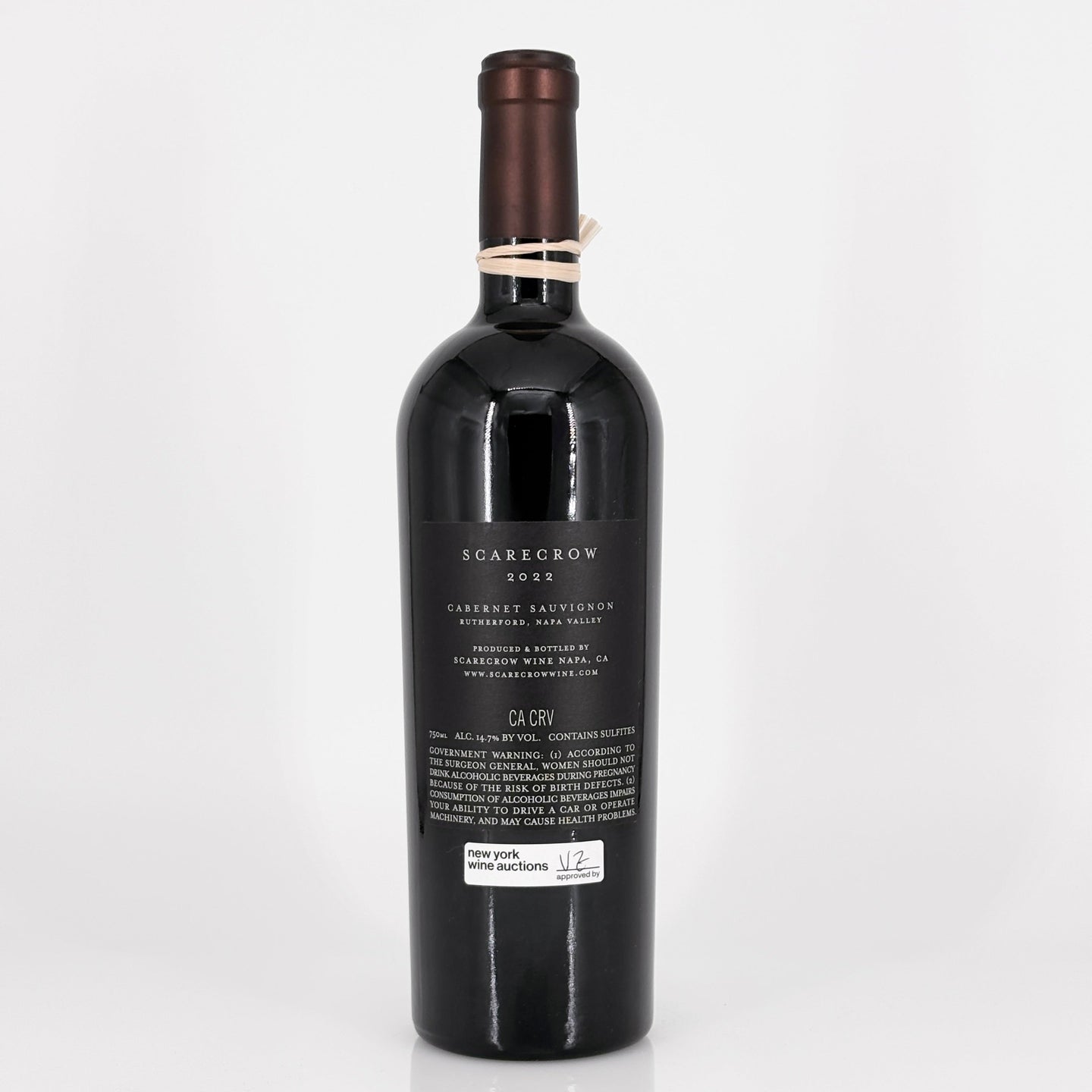 Wine bottle with a visible label on a white background