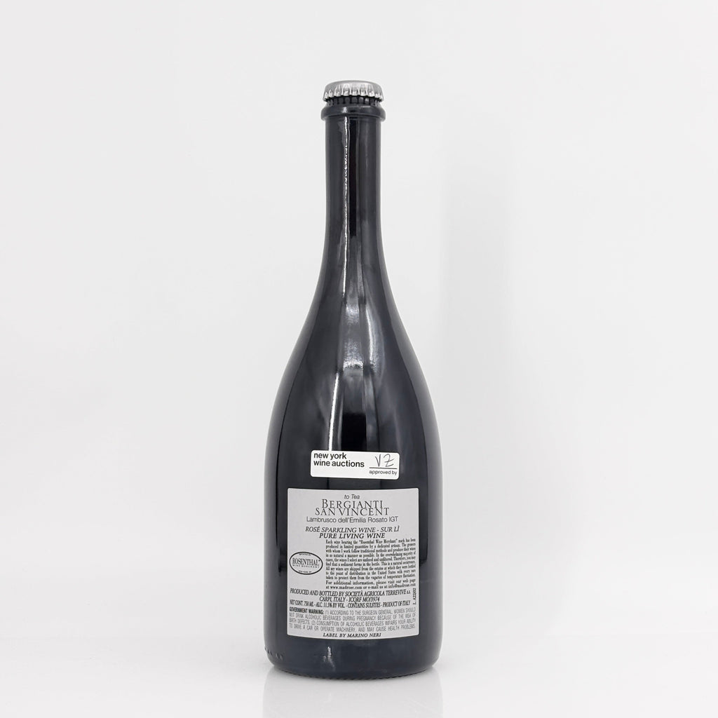 Wine bottle with a label on a white background