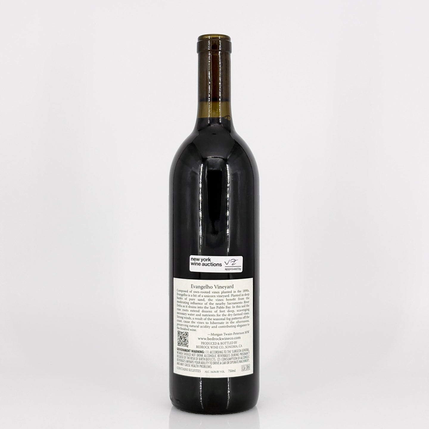 Wine bottle with label on a white background