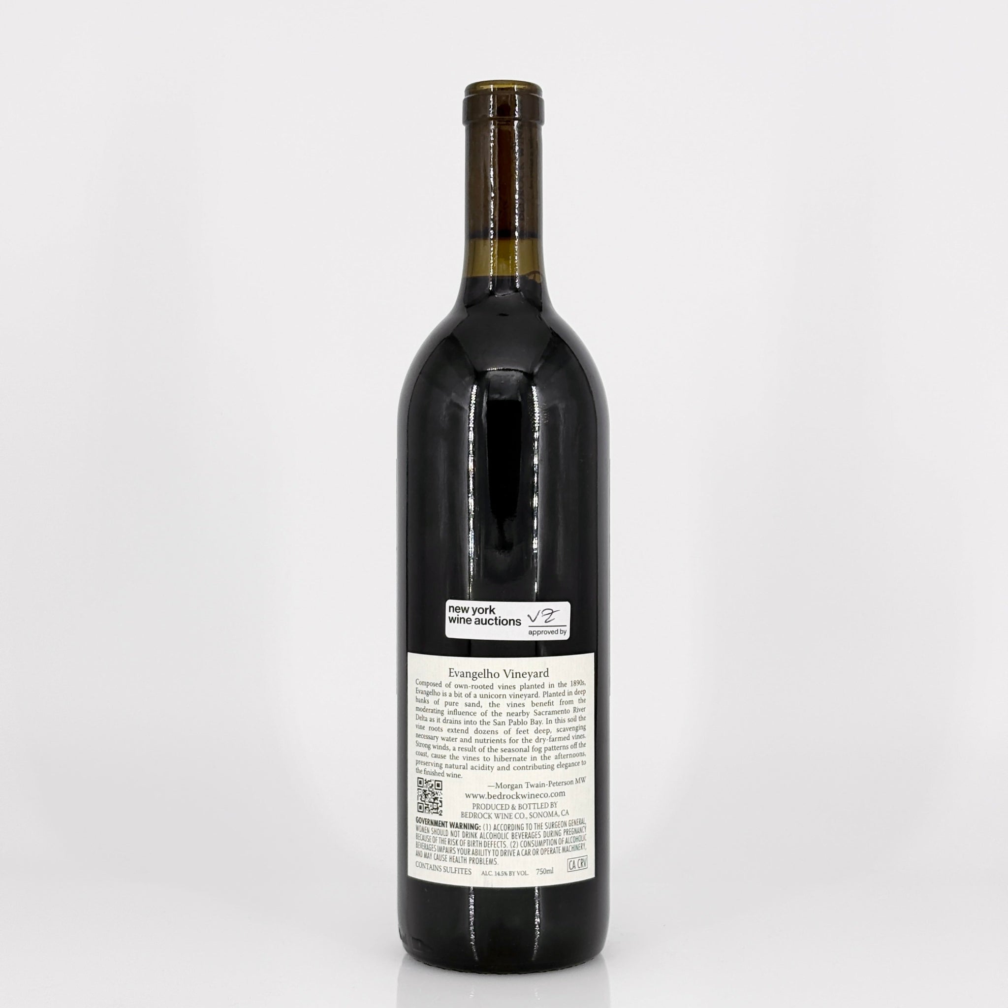Wine bottle with label on a white background