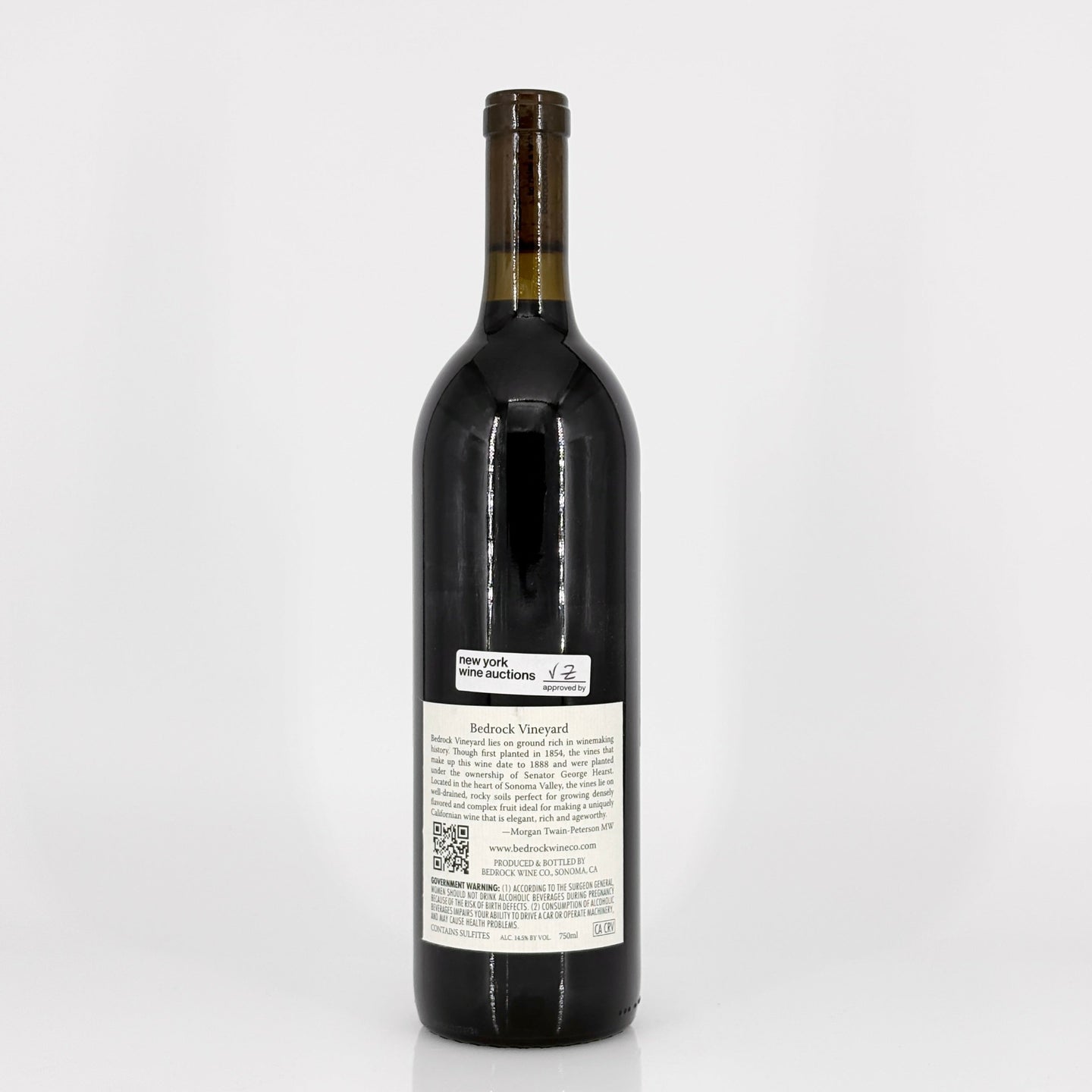 Wine bottle with a label on a white background