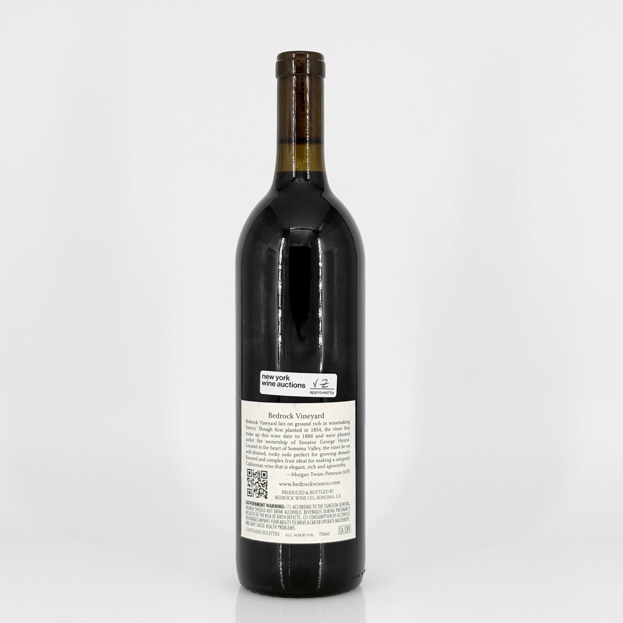 Wine bottle with a label on a white background