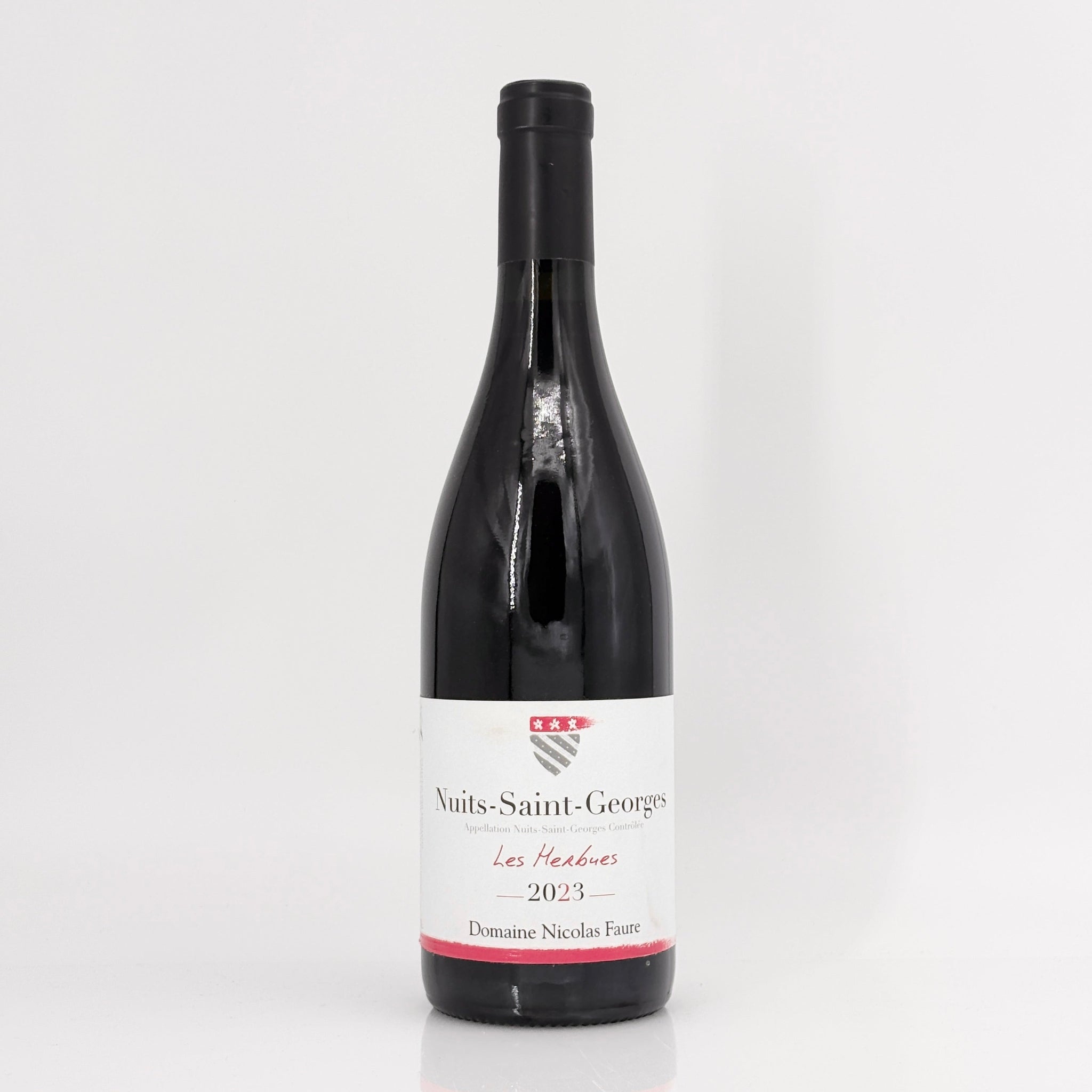 Wine bottle with a label on a white background