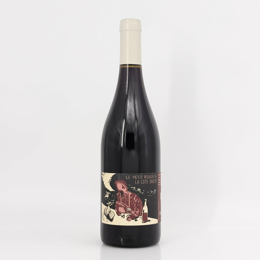 Wine bottle with a label on a white background