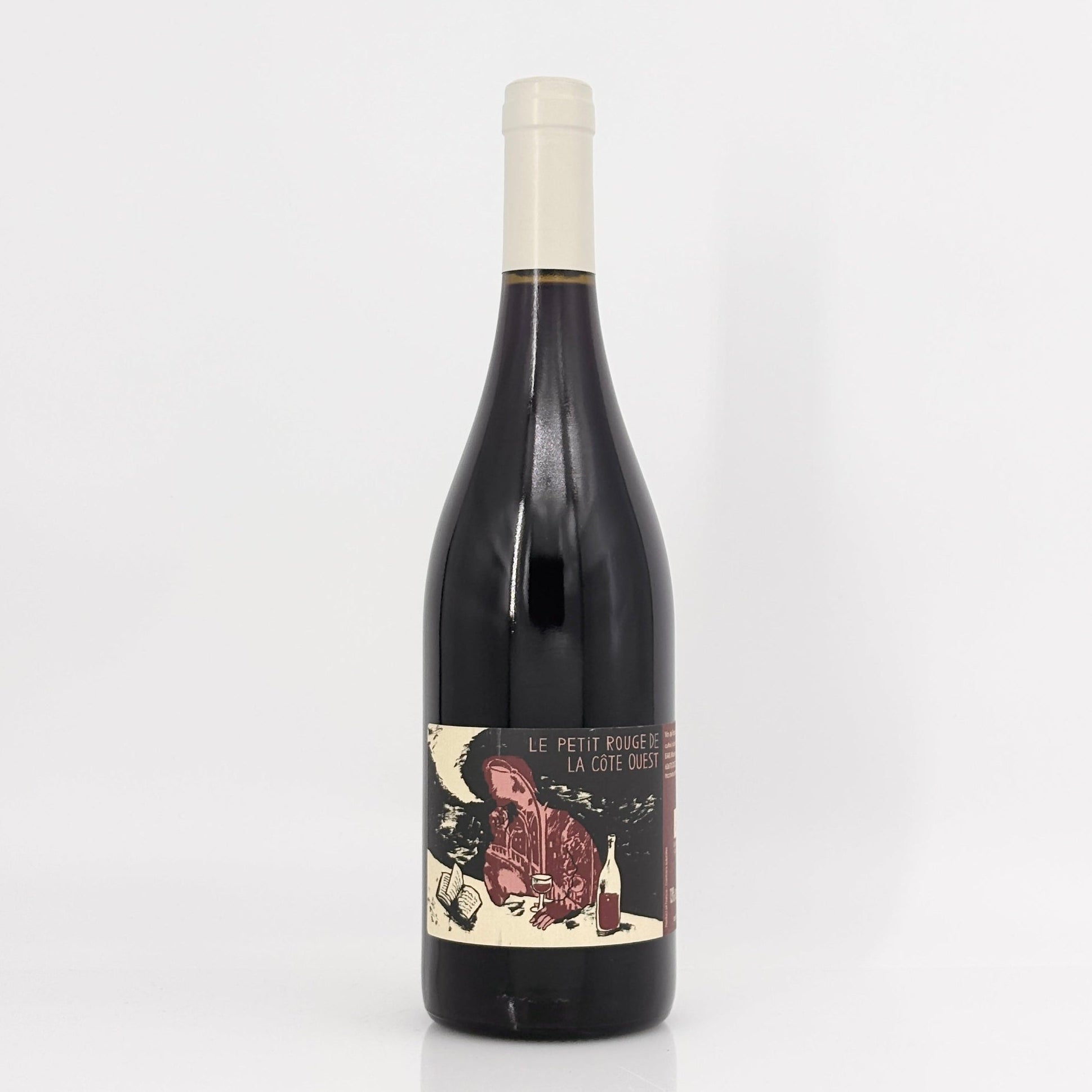 Wine bottle with a label on a white background
