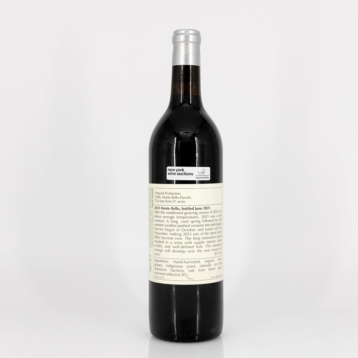 Wine bottle with a label on a white background