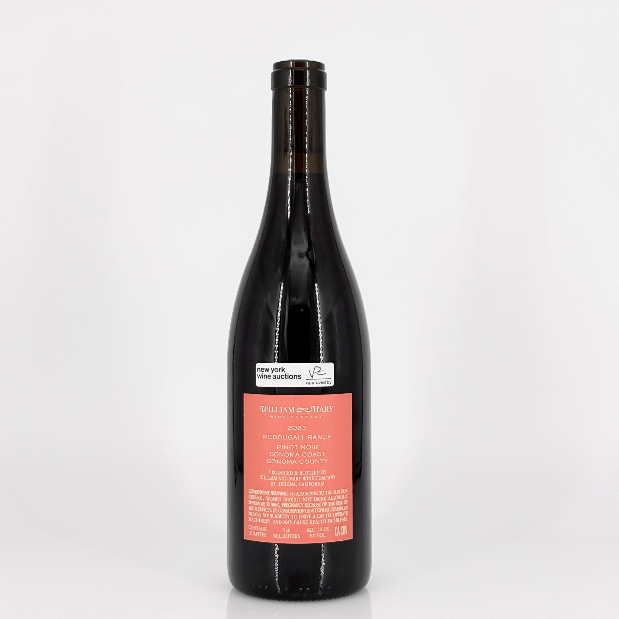 Wine bottle with a label on a white background