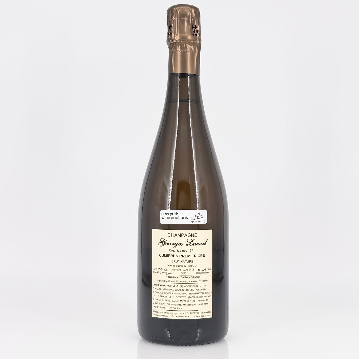 Georges Laval Cumieres Premier Cru Brut Nature, Champagne, France (2020) [6-Bottle Lot]
