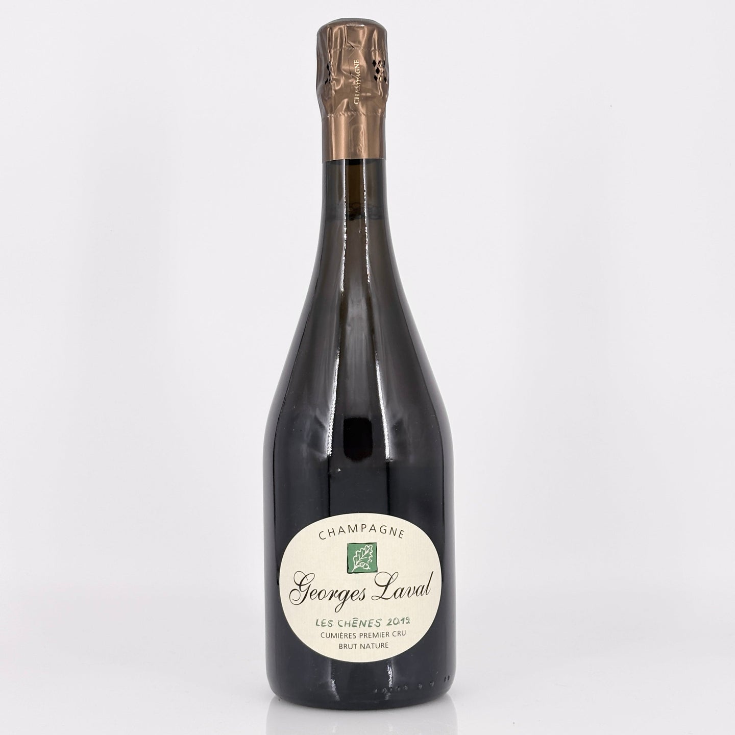 Bottle of Georges Laval champagne on a white background