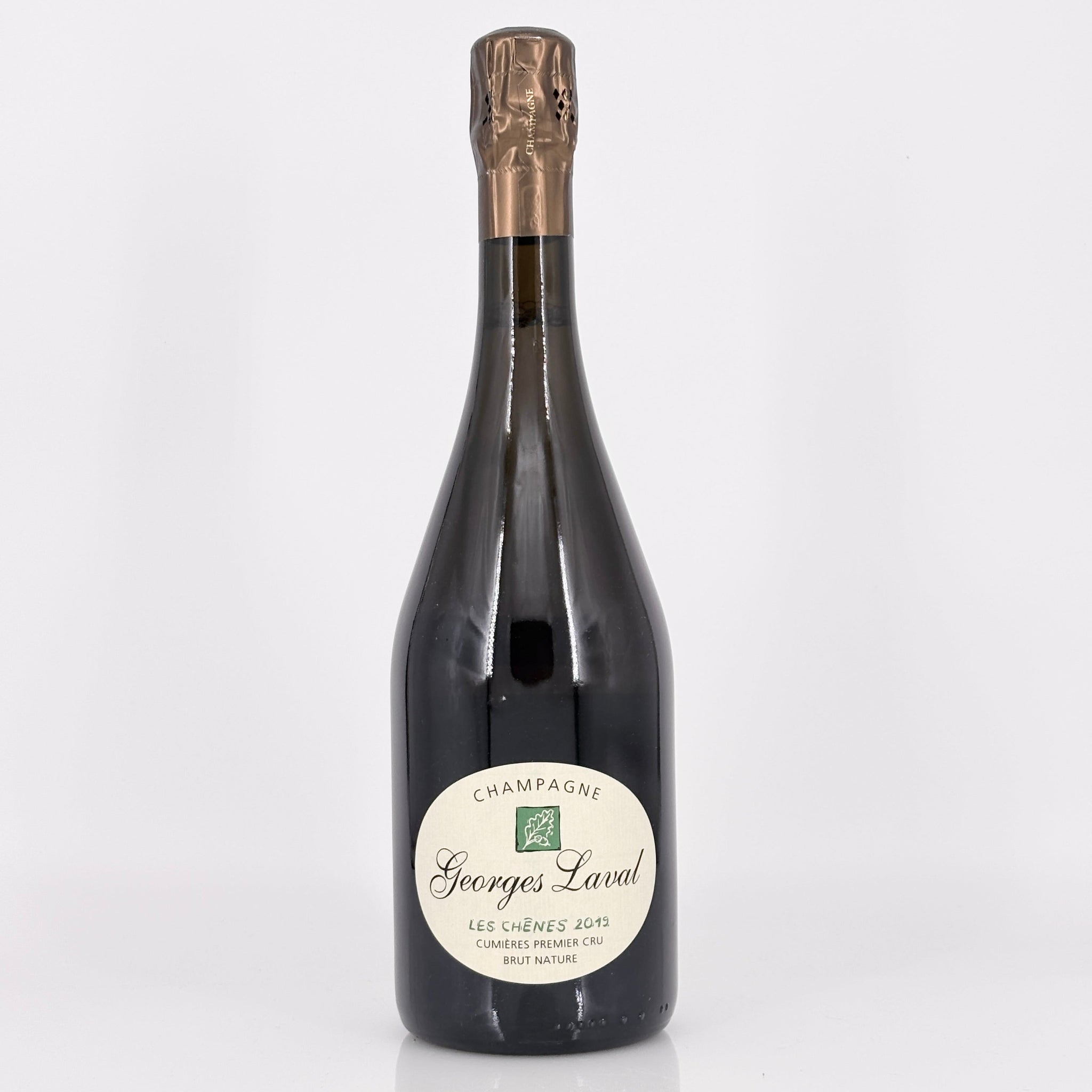 Bottle of Georges Laval champagne on a white background
