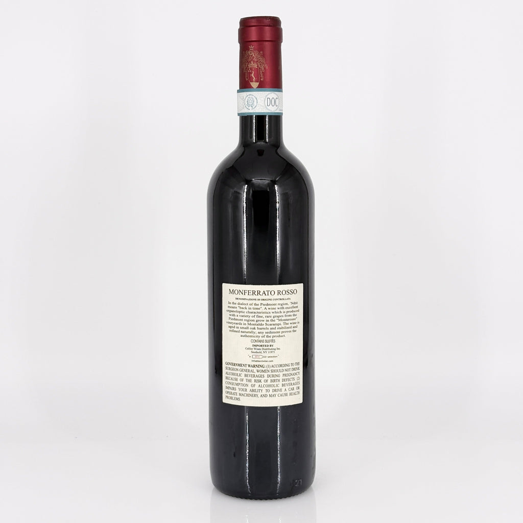 Wine bottle with a label on a white background